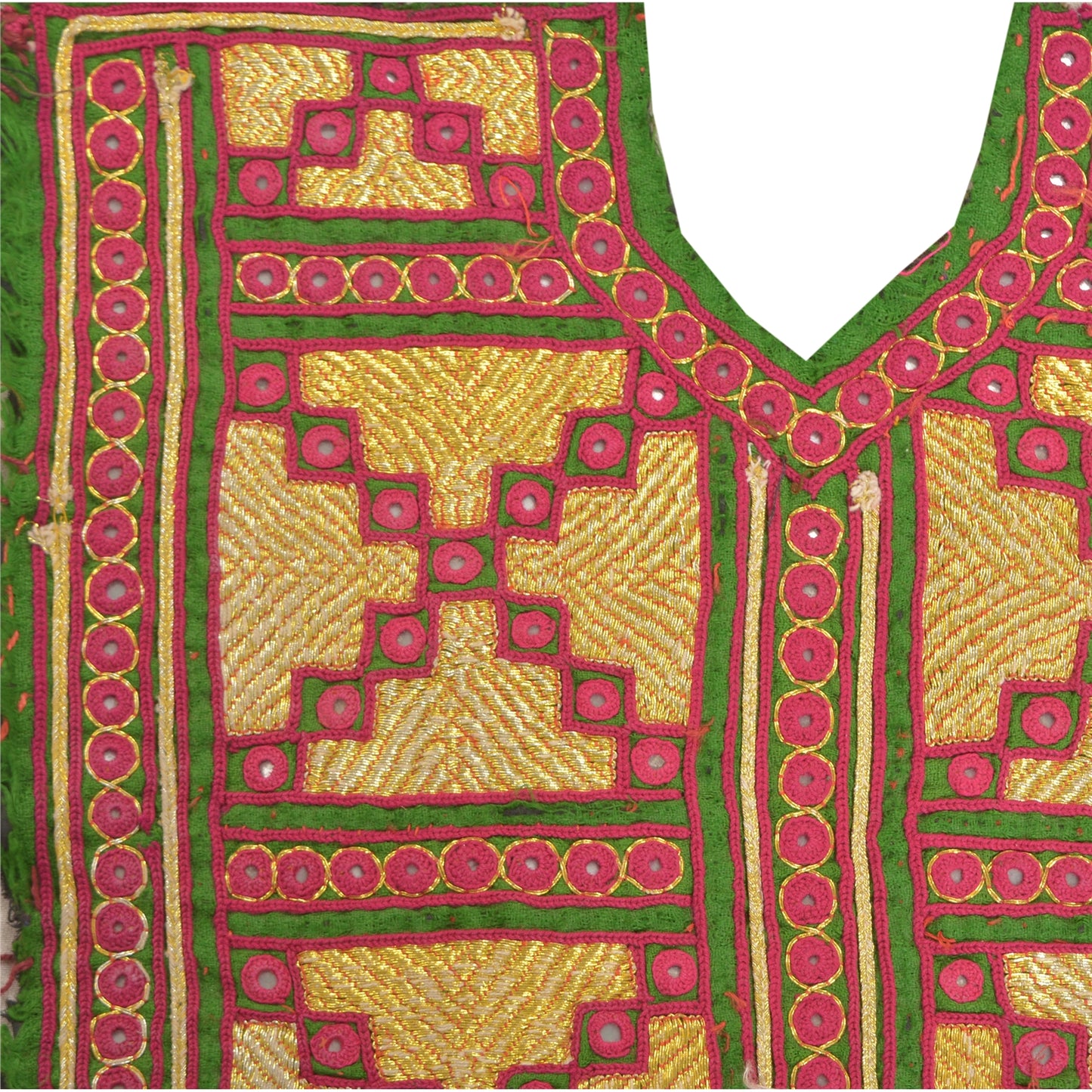 Sanskriti Vintage Pure Cotton Hand Embroidered Kutch Craft Dress Design Sustainable Fabric