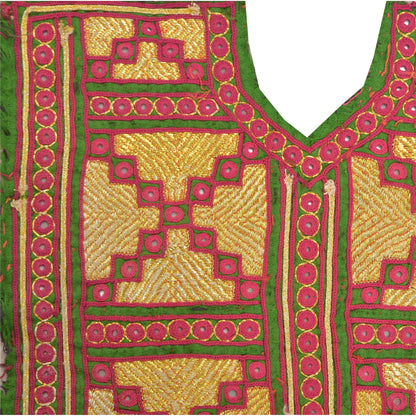 Sanskriti Vintage Pure Cotton Hand Embroidered Kutch Craft Dress Design Sustainable Fabric