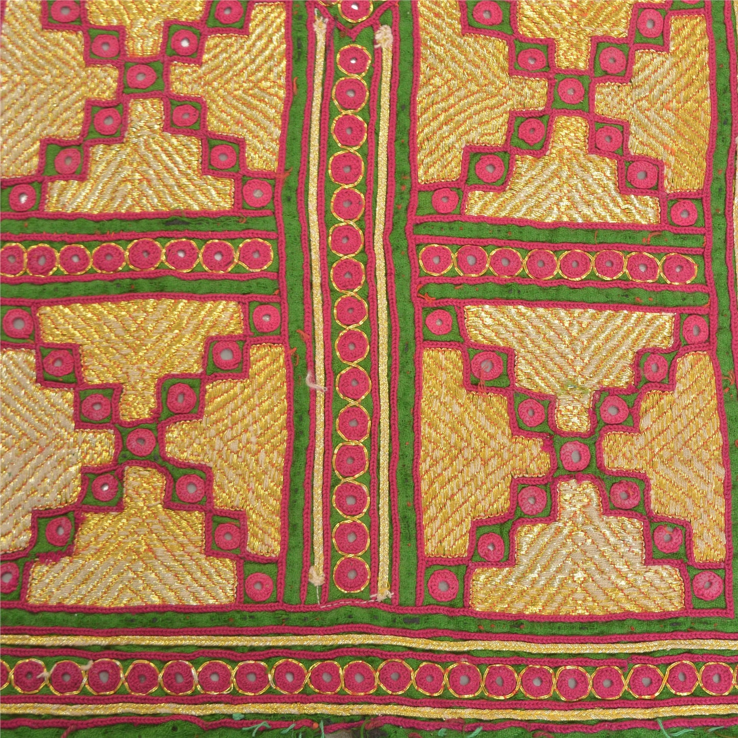 Sanskriti Vintage Pure Cotton Hand Embroidered Kutch Craft Dress Design Sustainable Fabric