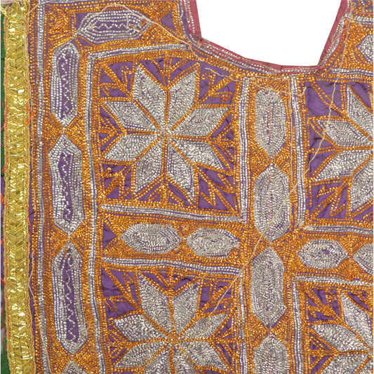 Sanskriti Vintage Pure Cotton Hand Embroidered Kutch Craft Dress Design Sustainable Fabric