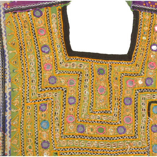 Sanskriti Vintage Pure Cotton Hand Embroidered Kutch Craft Dress Design Sustainable Fabric
