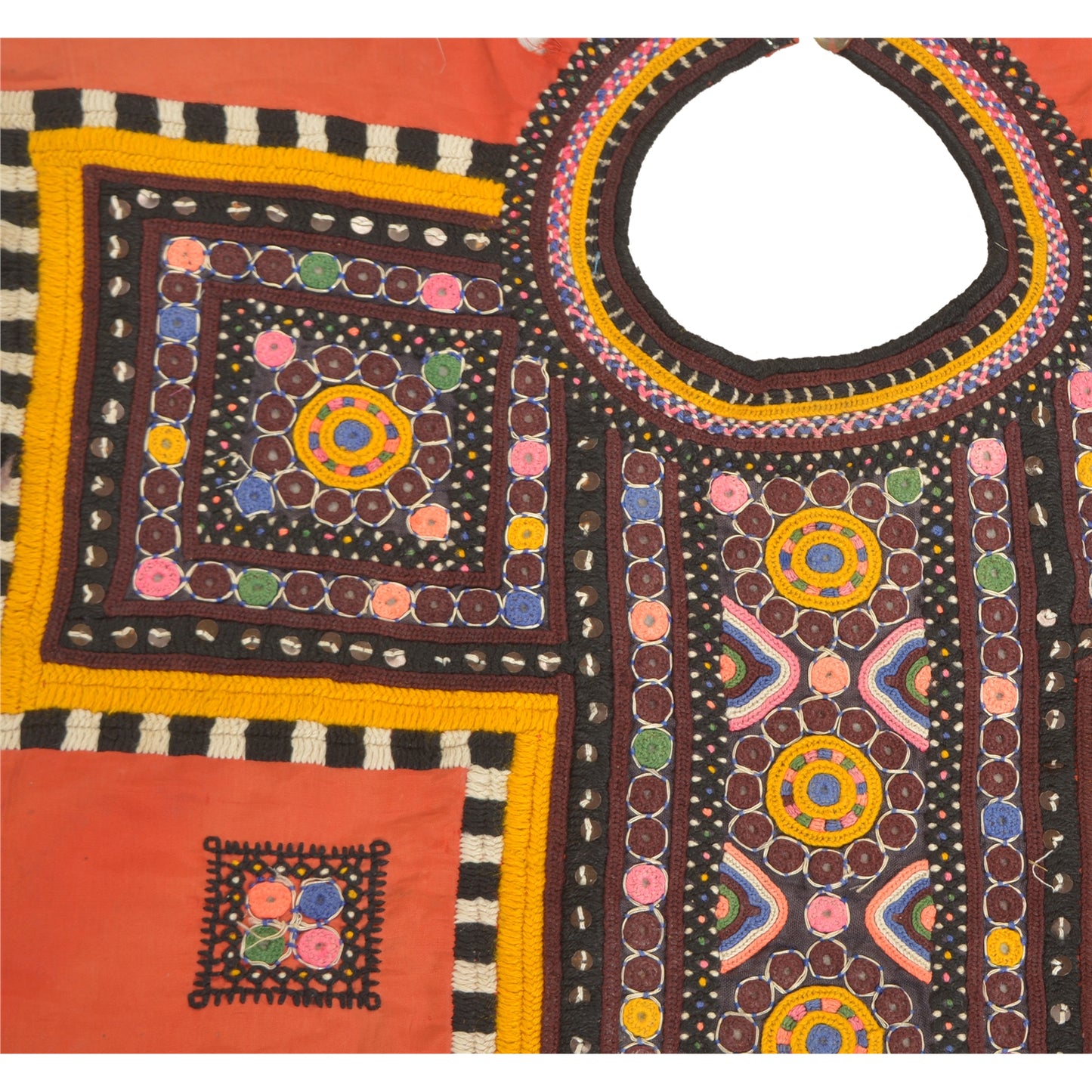 Sanskriti Vintage Pure Cotton Hand Embroidered Kutch Craft Dress Design Sustainable Fabric