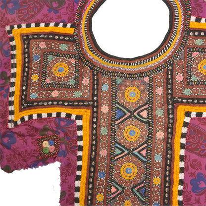 Sanskriti Vintage Pure Cotton Hand Embroidered Kutch Craft Dress Design Sustainable Fabric