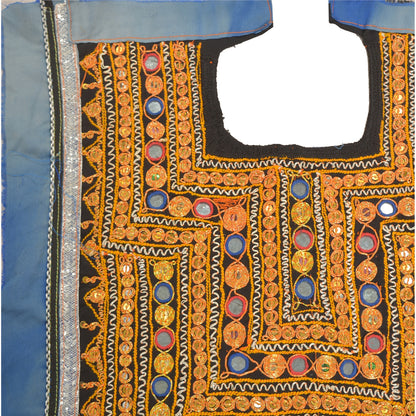 Sanskriti Vintage Pure Cotton Hand Embroidered Kutch Craft Dress Design Sustainable Fabric