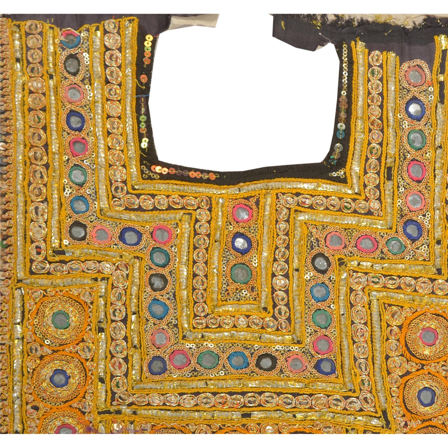 Sanskriti Vintage Pure Cotton Hand Embroidered Kutch Craft Dress Design Sustainable Fabric