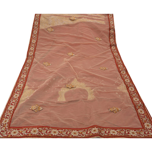 Sanskriti Vintage Heavy Saree Net Embroidered Lehenga Sari With Blouse Piece