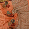Sanskriti Vintage Peach Heavy Sarees Blend Georgette Embroidered Sari Sustainable Fabric