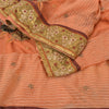 Sanskriti Vintage Peach Heavy Sarees Blend Georgette Embroidered Sari Sustainable Fabric