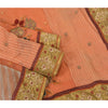 Sanskriti Vintage Peach Heavy Sarees Blend Georgette Embroidered Sari Sustainable Fabric