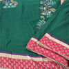 Sanskriti Vintage Green Heavy Sarees Blend Georgette Sari Hand Beaded Sustainable Fabric