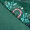 Sanskriti Vintage Green Heavy Sarees Blend Georgette Sari Hand Beaded Sustainable Fabric