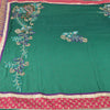 Sanskriti Vintage Green Heavy Sarees Blend Georgette Sari Hand Beaded Sustainable Fabric
