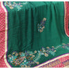 Sanskriti Vintage Green Heavy Sarees Blend Georgette Sari Hand Beaded Sustainable Fabric
