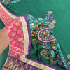 Sanskriti Vintage Green Heavy Sarees Blend Georgette Sari Hand Beaded Sustainable Fabric