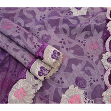 Load image into Gallery viewer, Hand Beaded Heavy Saree Net Indian Purple Applique Work Sari
