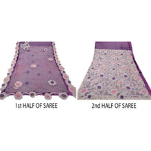 Load image into Gallery viewer, Hand Beaded Heavy Saree Net Indian Purple Applique Work Sari
