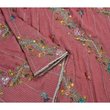 Load image into Gallery viewer, Sanskriti Vintage Hand Beaded Heavy Saree Blend Georgette Pink Woven Sari
