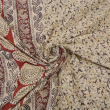 Load image into Gallery viewer, Kalamkari Block Print Heavy Saree 100% Pure Cotton Cream Sari
