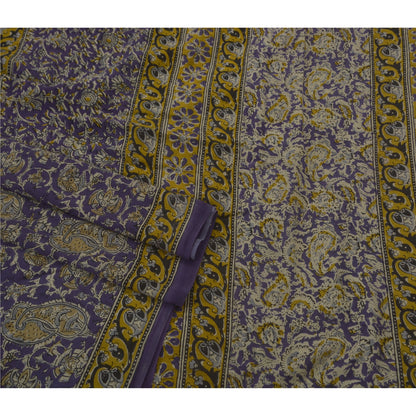 Sanskriti Vintage Heavy Saree 100% Pure Cotton Printed Work Blue Premium Sari