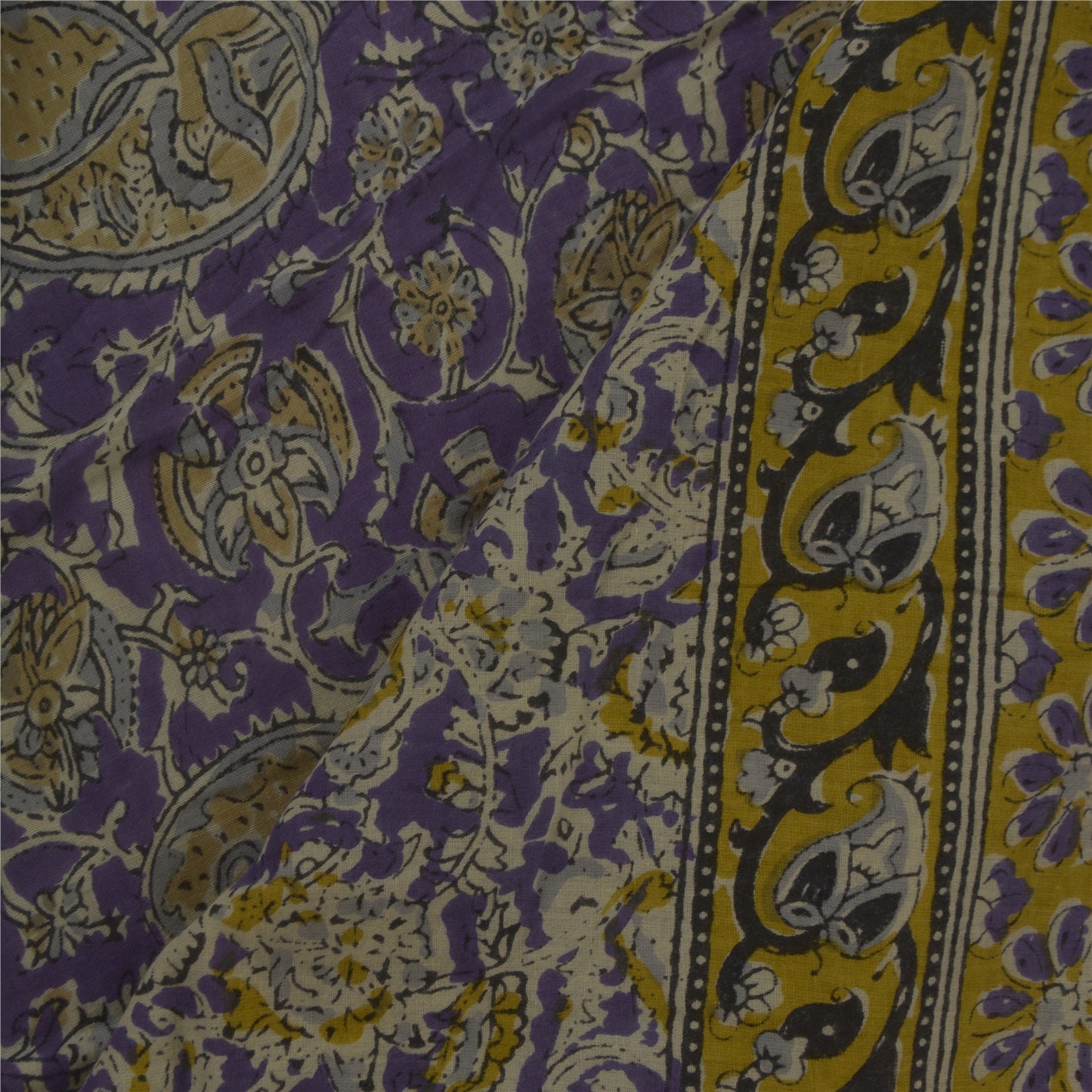 Sanskriti Vintage Heavy Saree 100% Pure Cotton Printed Work Blue Premium Sari