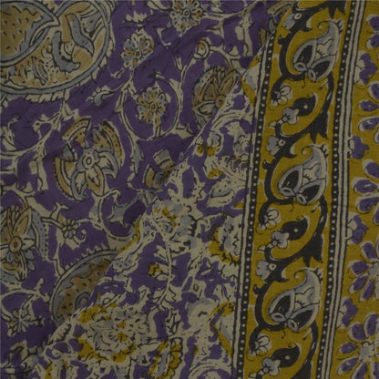 Sanskriti Vintage Heavy Saree 100% Pure Cotton Printed Work Blue Premium Sari