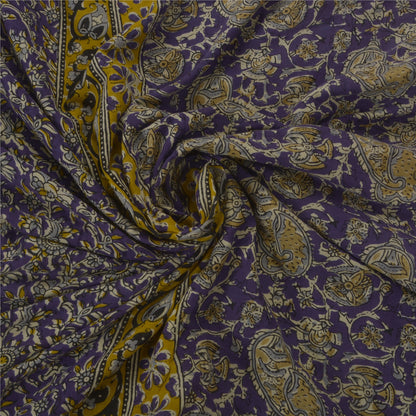 Sanskriti Vintage Heavy Saree 100% Pure Cotton Printed Work Blue Premium Sari