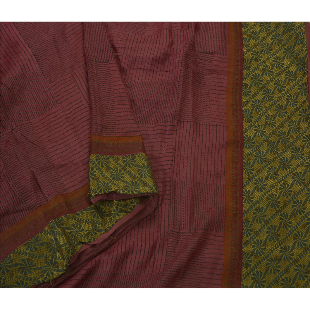Sanskriti Vintage Heavy Saree 100% Pure Tussar Silk Woven Work Pink Craft Sari