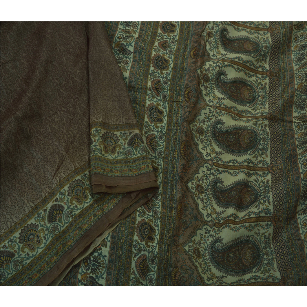 Sanskriti Vintage Heavy Saree Pure Tussar Silk Printed Multicolor Craft Sari