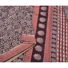 Load image into Gallery viewer, Sanskriti Vintage Brown Heavy Saree Pure Cotton 5 Yd Fabric Block Print Sari
