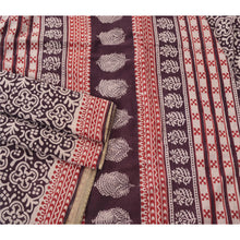Load image into Gallery viewer, Sanskriti Vintage Brown Heavy Saree Pure Cotton 5 Yd Fabric Block Print Sari
