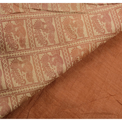 Санскритское винтажное оранжевое тяжелое сари из чистого шелка, экологически чистая ткань, тканое сари Балучари