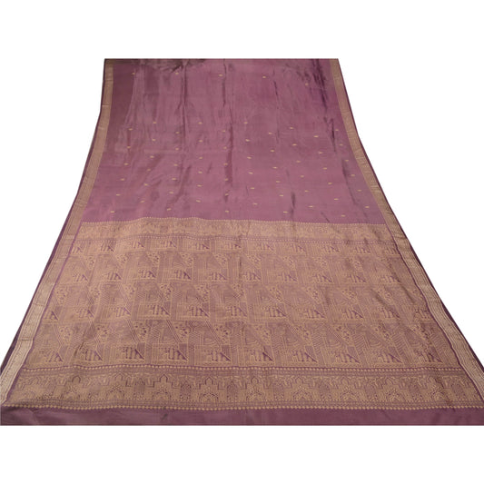 Sanskriti Vintage Mauve Heavy Saree Pure Silk Craft Sustainable Fabric Woven Cultural Sari
