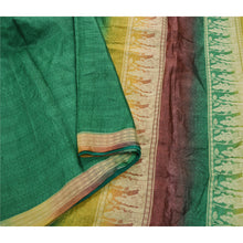 Load image into Gallery viewer, Sanskriti Vintage Green Heavy Saree Pure Silk Craft Fabric Woven Baluchari Sari
