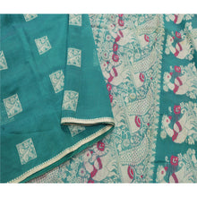 Load image into Gallery viewer, Sanskriti Vintage Green Heavy Saree Pure Cotton Woven Craft Fabric Ethnic Sari
