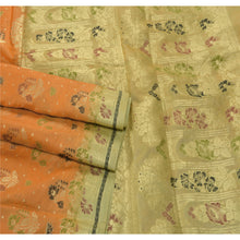 Load image into Gallery viewer, Orange Heavy Saree Pure Silk Woven Craft 5 Yd Soft Fabric Sari
