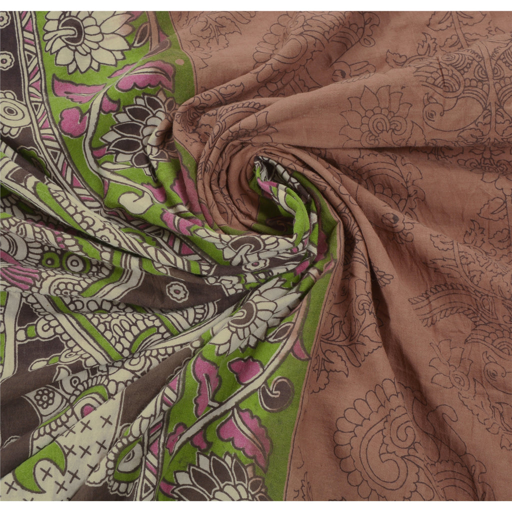 Sanskriti Vintage Heavy Saree Pure Cotton Block Printed Pattachitra Sari Sustainable Fabric