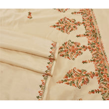Load image into Gallery viewer, Cream Heavy Saree Art Silk Handmade Ari Work Fabric Sari
