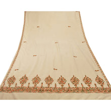 Load image into Gallery viewer, Cream Heavy Saree Art Silk Handmade Ari Work Fabric Sari
