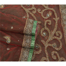 Load image into Gallery viewer, Sanskriti Vintage Green Heavy Saree Net Mesh Hand Beaded Fabric Craft 5 Yd Sari
