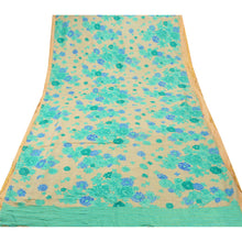 Load image into Gallery viewer, Cream Heavy Saree Printed 100% Pure Silk Fabric Floral Sari
