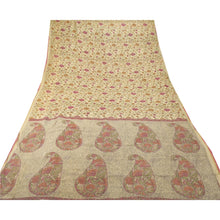 Load image into Gallery viewer, Cream Heavy Saree Printed 100% Pure Silk Fabric Woven Sari
