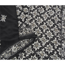 Load image into Gallery viewer, Sanskriti Vintage Black Heavy Sari Georgettte Fabric Phulkari Saree Blouse Piece
