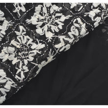 Load image into Gallery viewer, Sanskriti Vintage Black Heavy Sari Georgettte Fabric Phulkari Saree Blouse Piece
