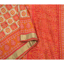 Load image into Gallery viewer, Sanskriti Vintage Red Heavy Saree Pure Silk Bandhani Printed Woven Sari Fabric
