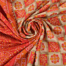 Load image into Gallery viewer, Sanskriti Vintage Red Heavy Saree Pure Silk Bandhani Printed Woven Sari Fabric
