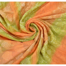 Load image into Gallery viewer, Orange Heavy Saree 100% Pure Silk Woven Sari Craft 5 Yd Fabric
