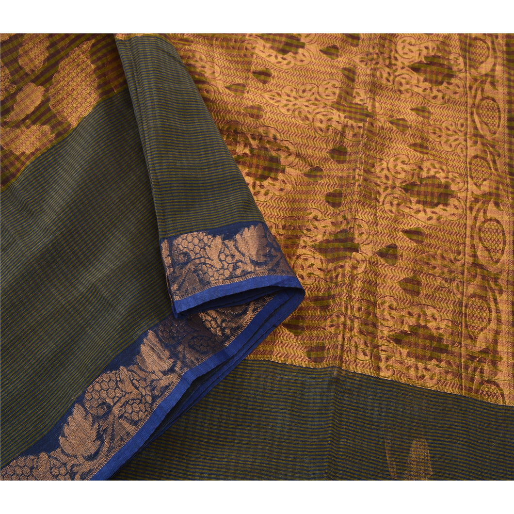 Sanskriti Vinatage Sanskriti Vintage Heavy Indian Sari Art Silk Blue Woven Sarees 5 Yard Fabric