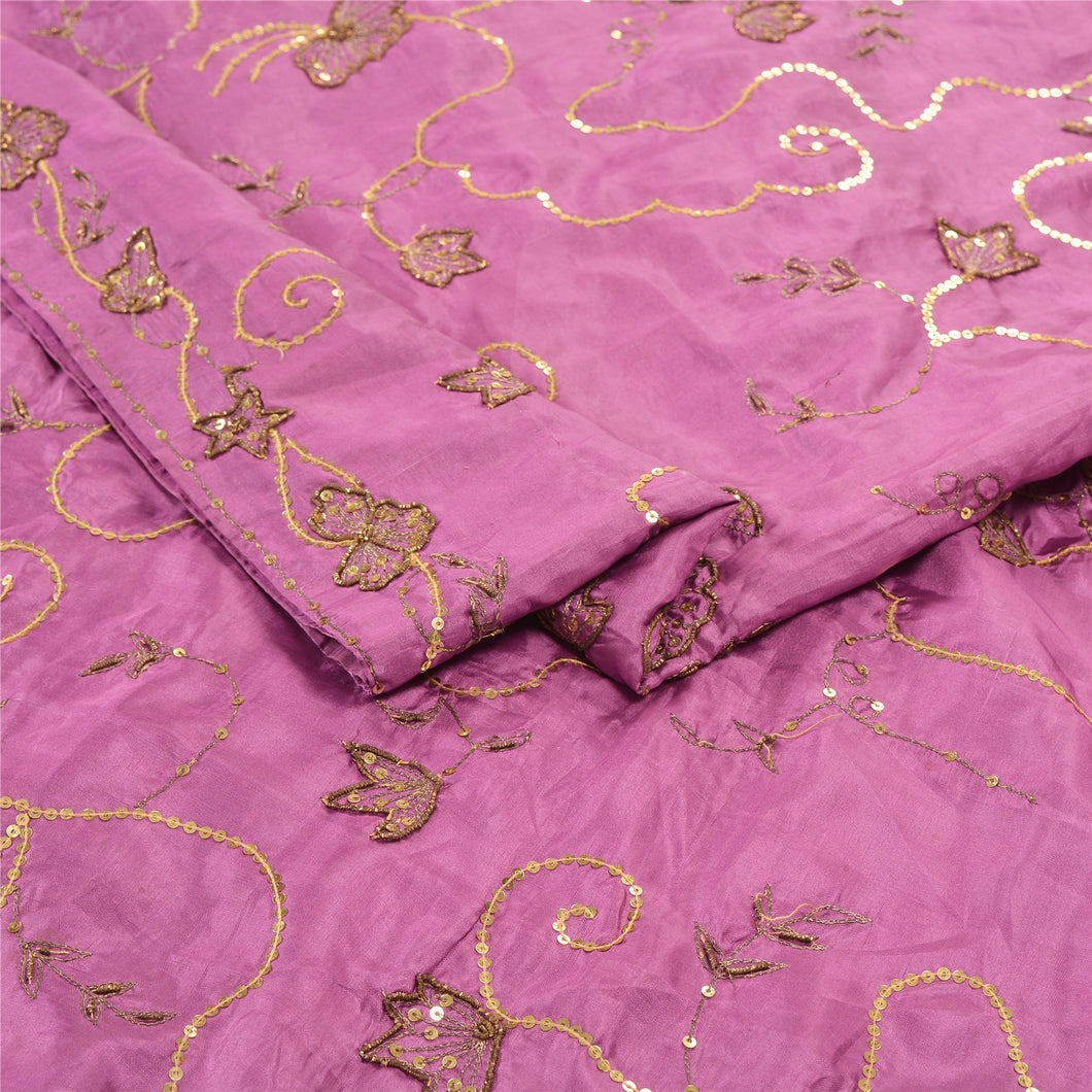 Sanskriti Vintage Purple Heavy Wedding Sari Art Silk Hand Beaded Sarees Fabric