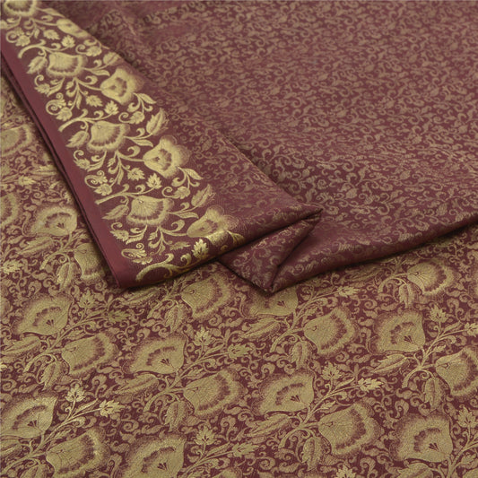 Sanskriti Vintage Brown Heavy Indian Sarees Pure Silk Woven Zari Sari Sustainable Fabric