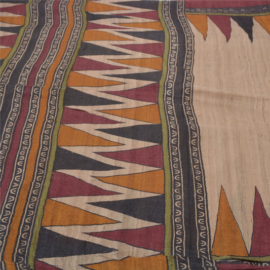 Sanskriti Vintage Brown Heavy Sarees Pure Handloom Silk Woven Printed Sari Sustainable Fabric